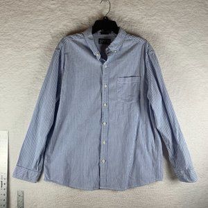 Rye By Hawker Rye Shirt Mens XL Blue Striped 100% Cotton Casual Button-Down 8387